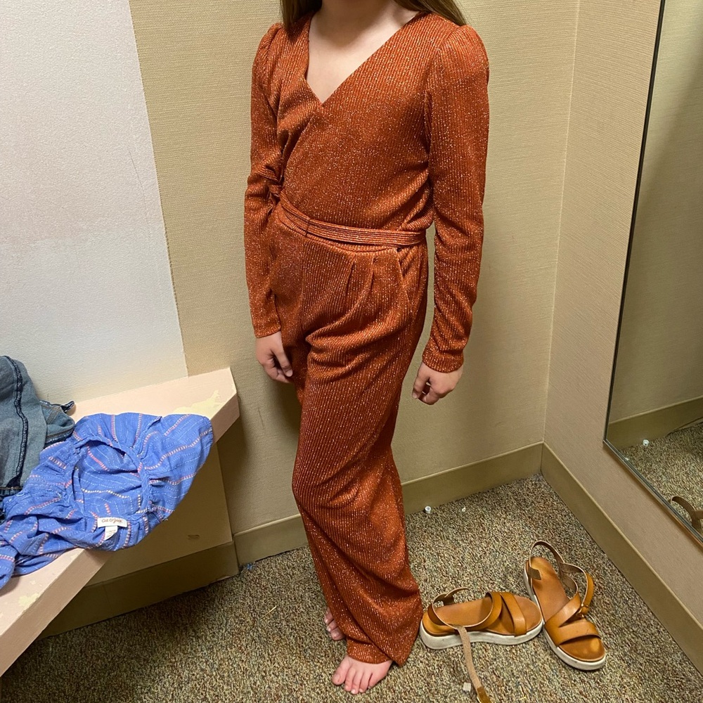GB Girls, Girls, Size L, NWT, jumpsuit, pantsuit, rust, pumpkin, fall, metallic